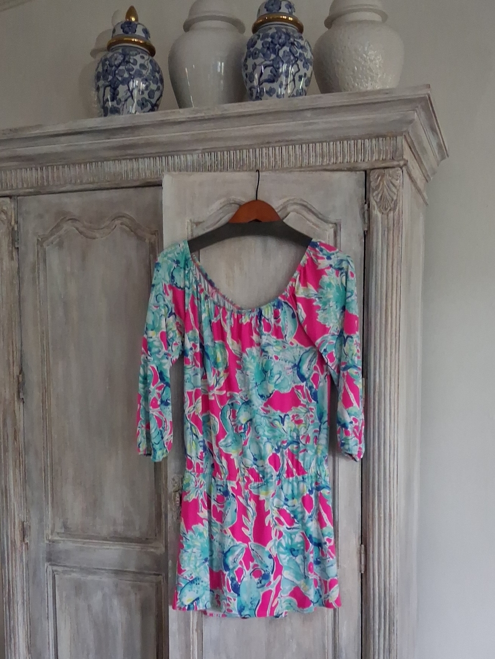 Lilly Pulitzer Pink and Teal Floral Mini Dress